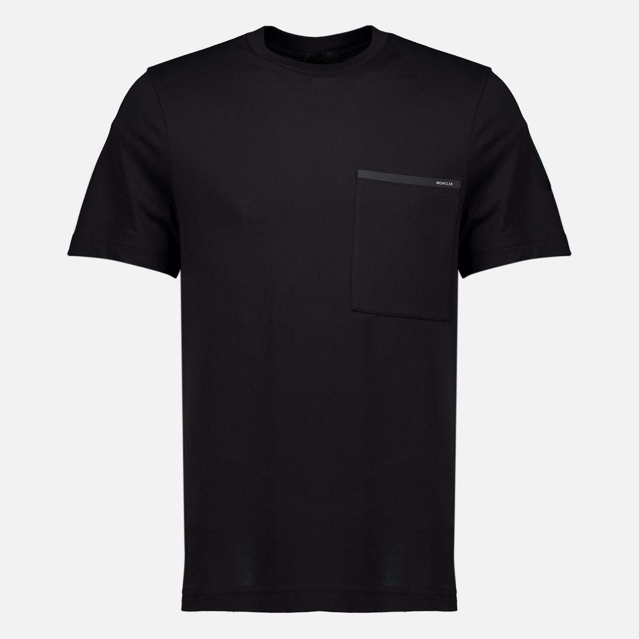 T-shirts Camiseta Negra con Bolsa en el Pecho Moncler Noir Homme