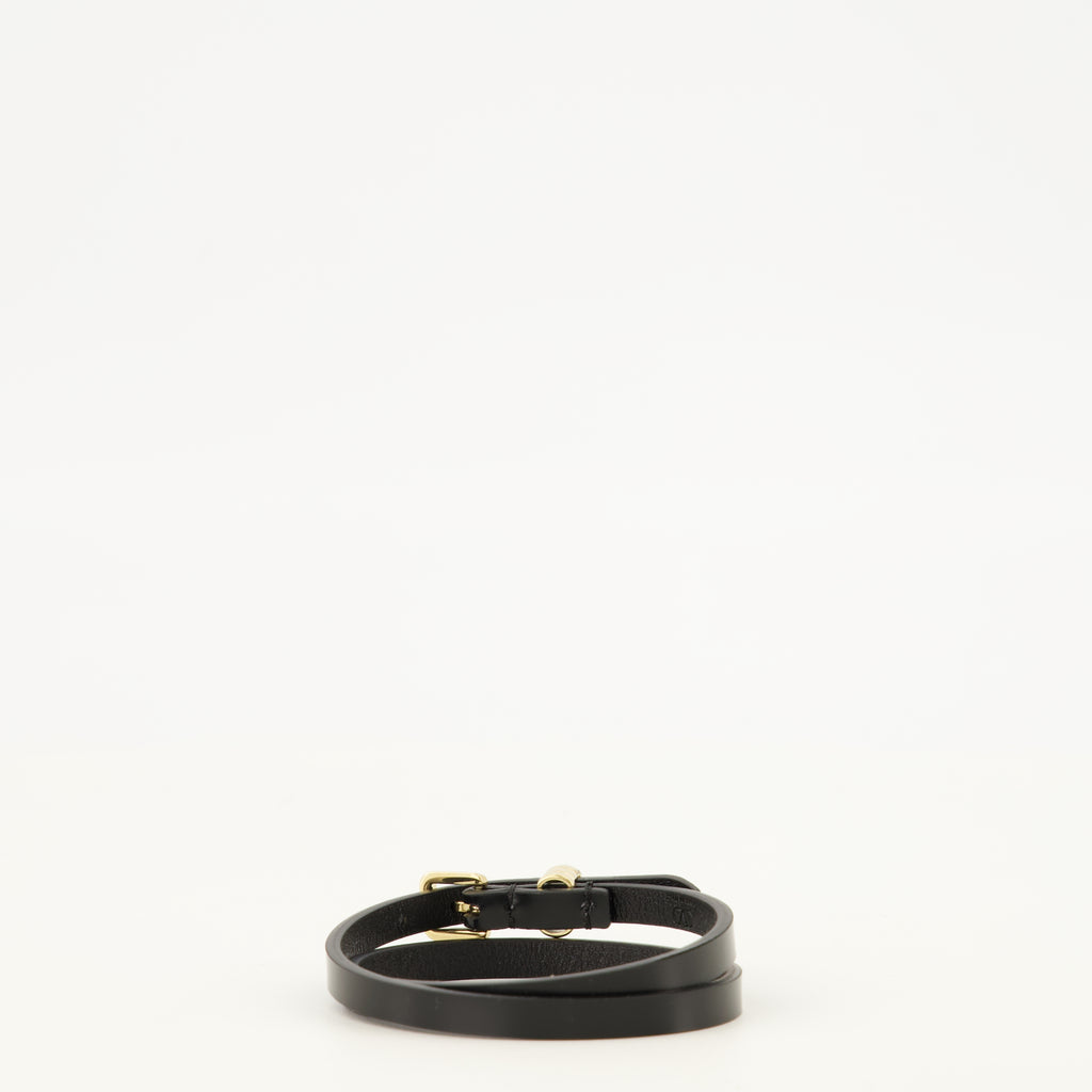 Bijoux Bracelet VLogo en cuir noir Valentino Garavani Noir Femme