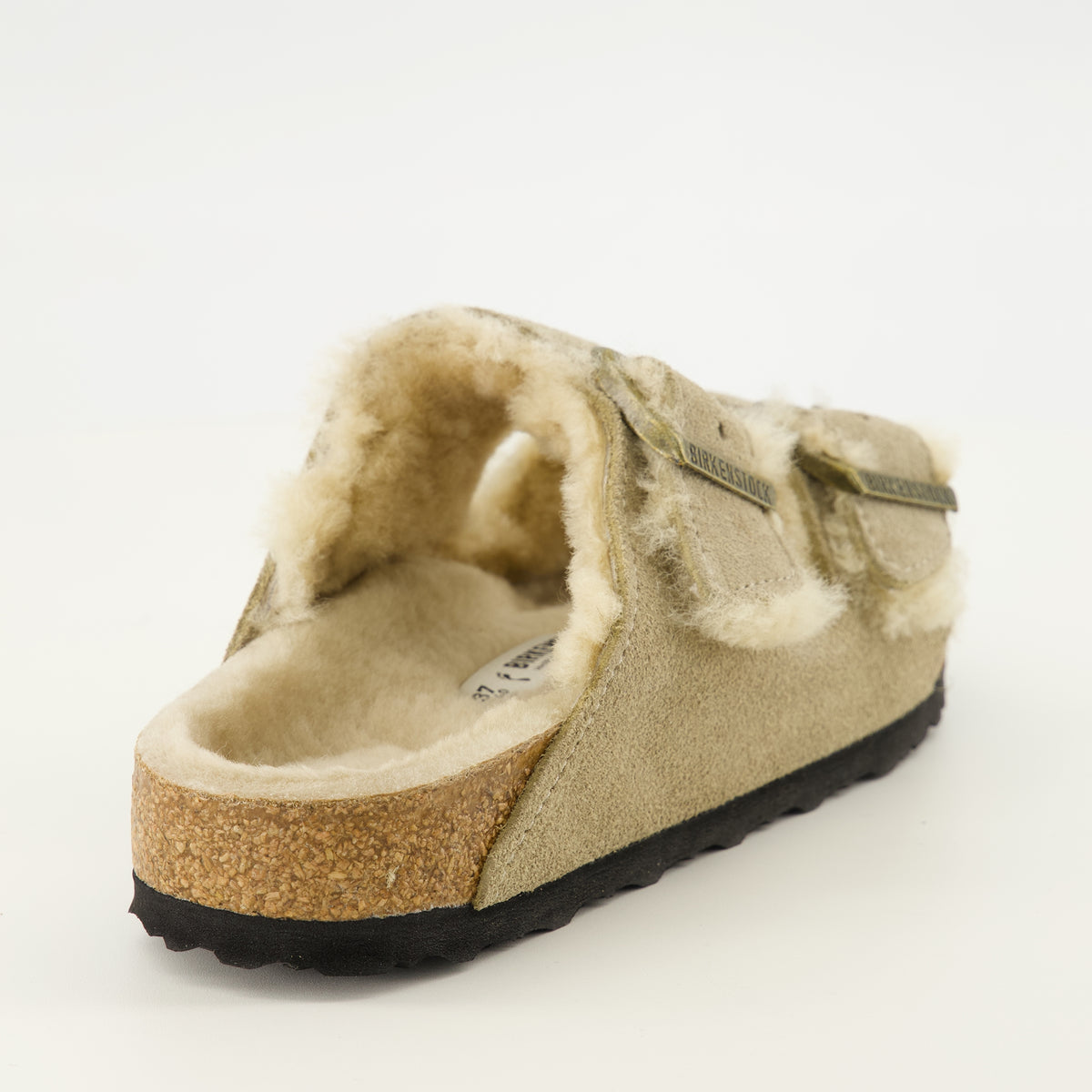 Chaussures ouvertes 베이지 퍼 아리조나 샌들 Birkenstock Beige Unisexe