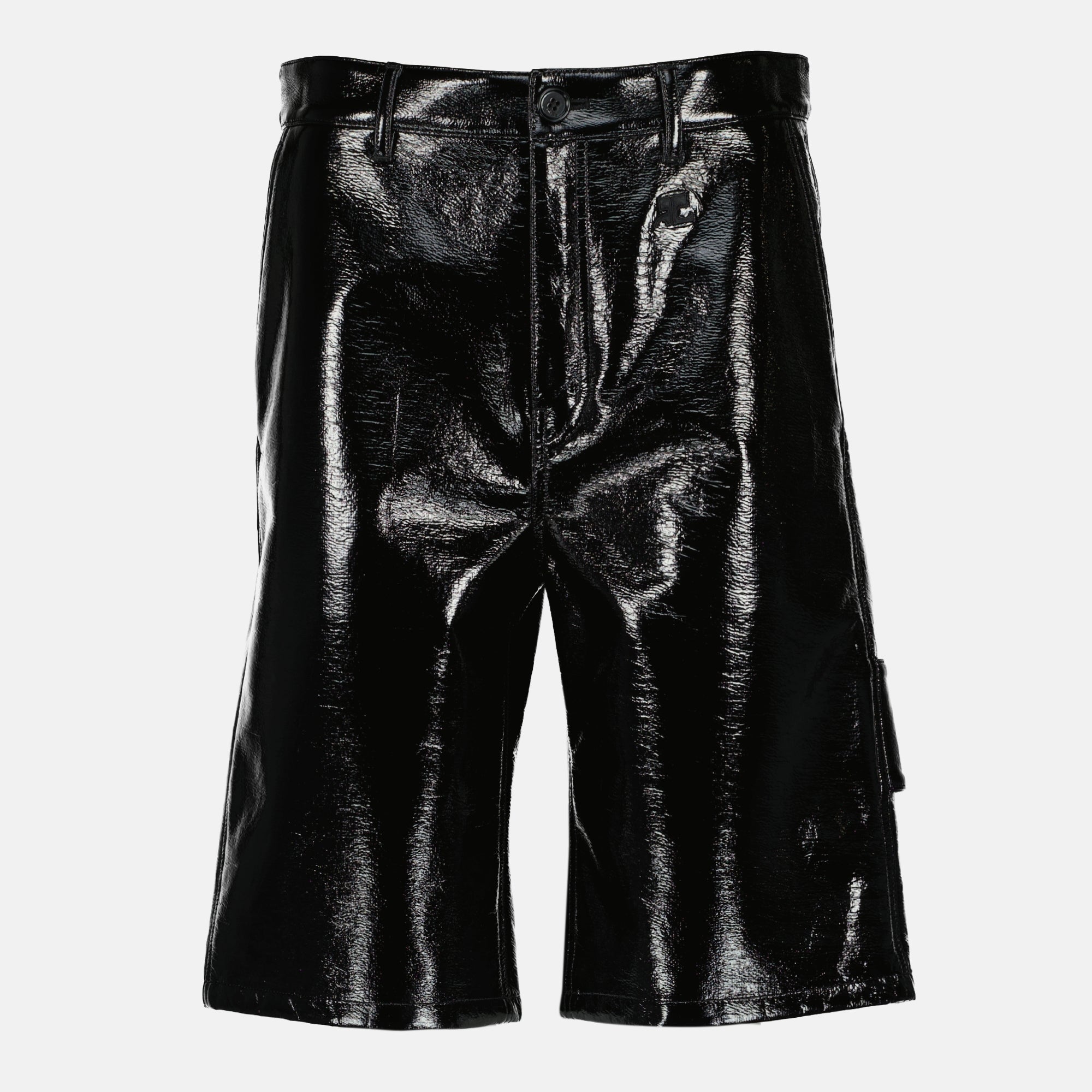 Bild des schwarzen Vinyl-Hammer-Shorts von Courrèges für Frauen - Frühjahr-Sommer 2026 - Vorderansicht