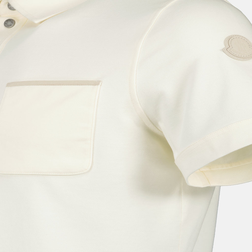 Image de l'article Polo en piqué de coton beige de la marque Moncler pour Homme - Saison Printemps-Été 2026 - Vue détaillée_1