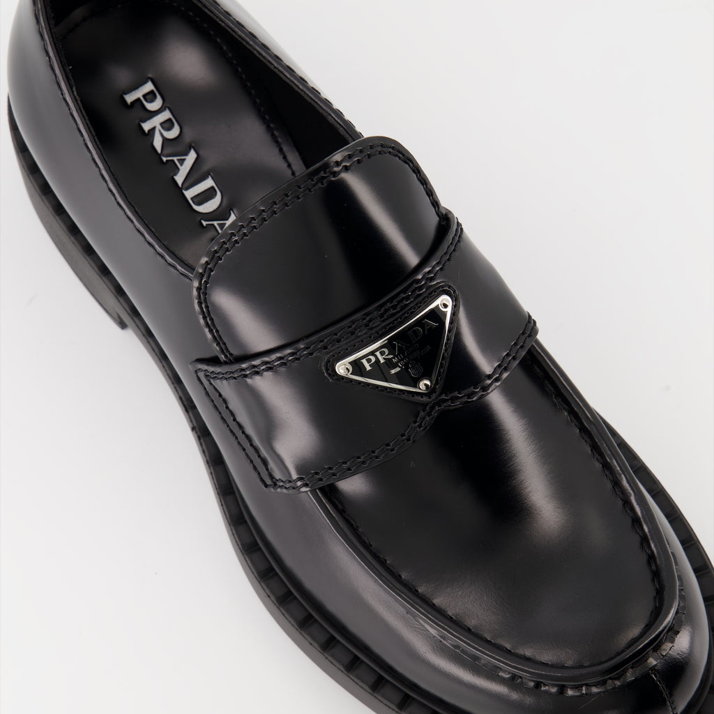 Loafers Leather Loafers Prada Black Homme