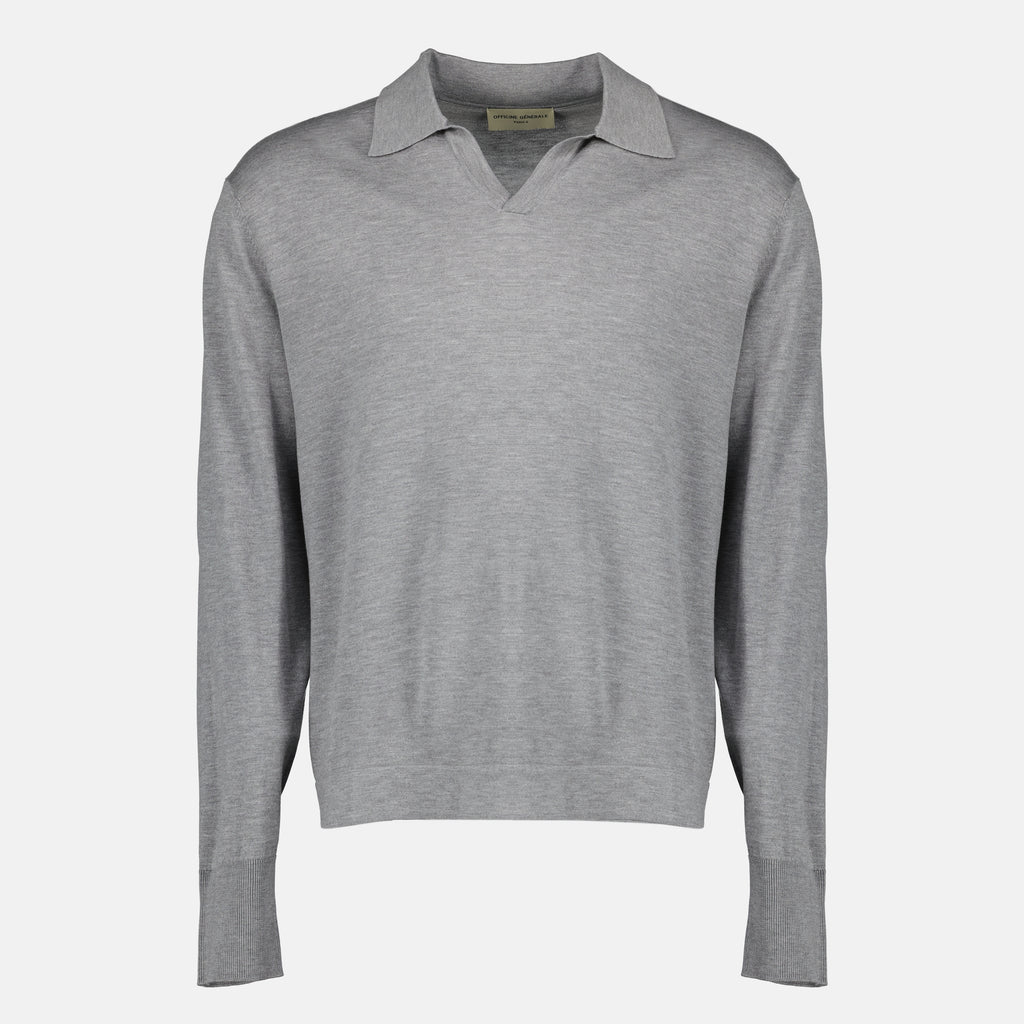 Imagem do artigo Polo Simone cinza em lyocell e lã da marca Officine Générale para Homem - Coleção Primavera-Verão 2026 - Vista Frontal