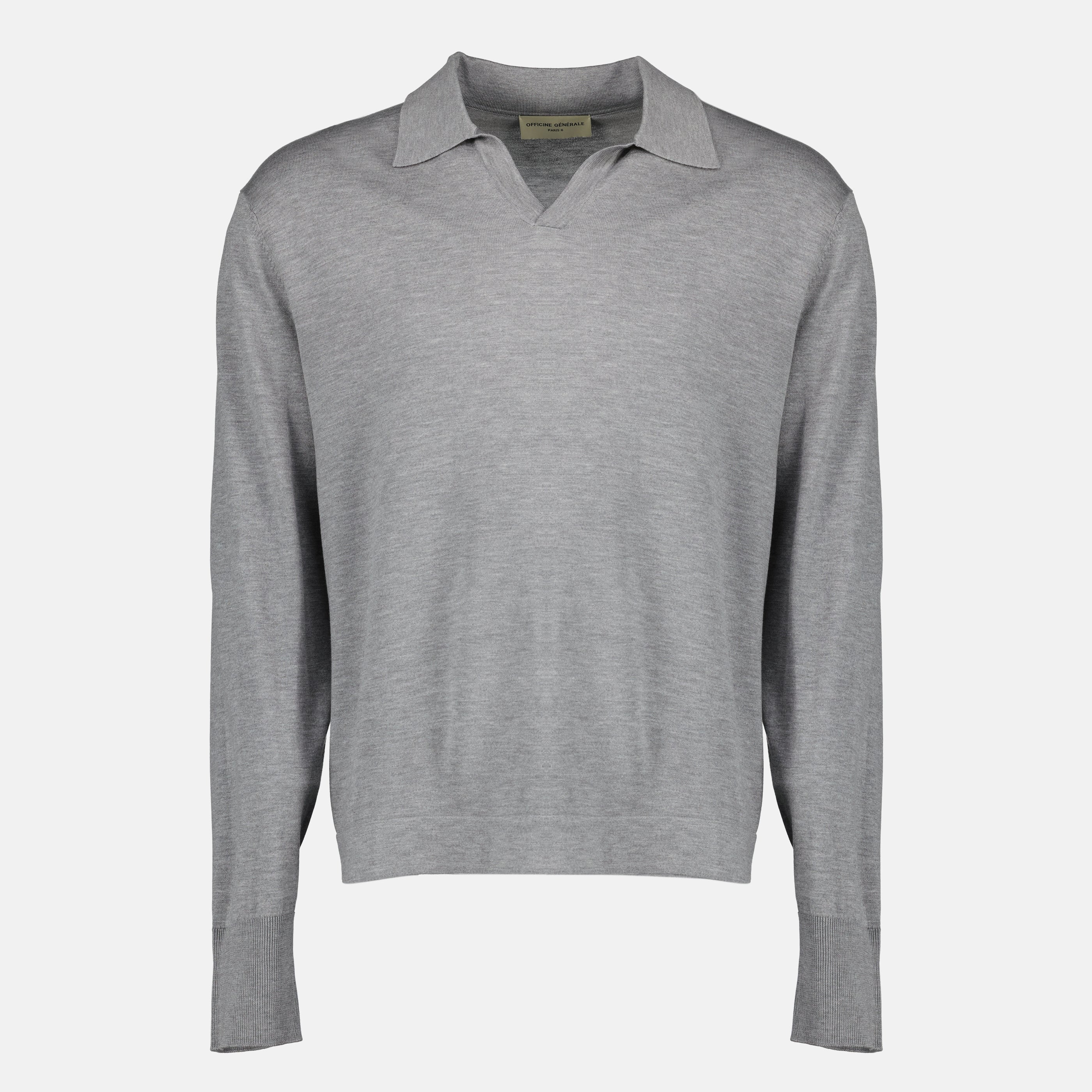 Polos Polo Simone gris en lyocell et laine Officine Générale Gris Homme