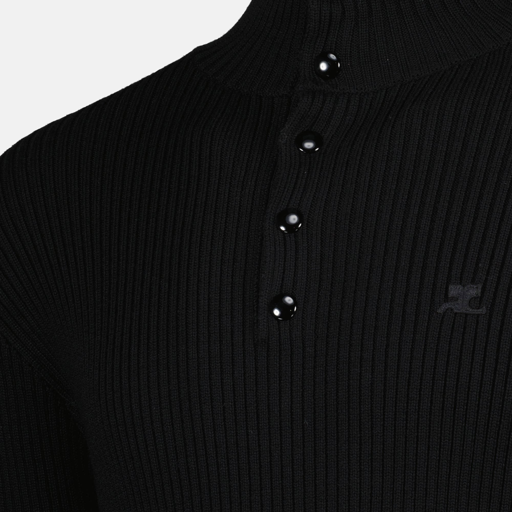 Image of the Courrèges brand wool polo shirt for men - Fall-Winter 2025 - Detailed View_1