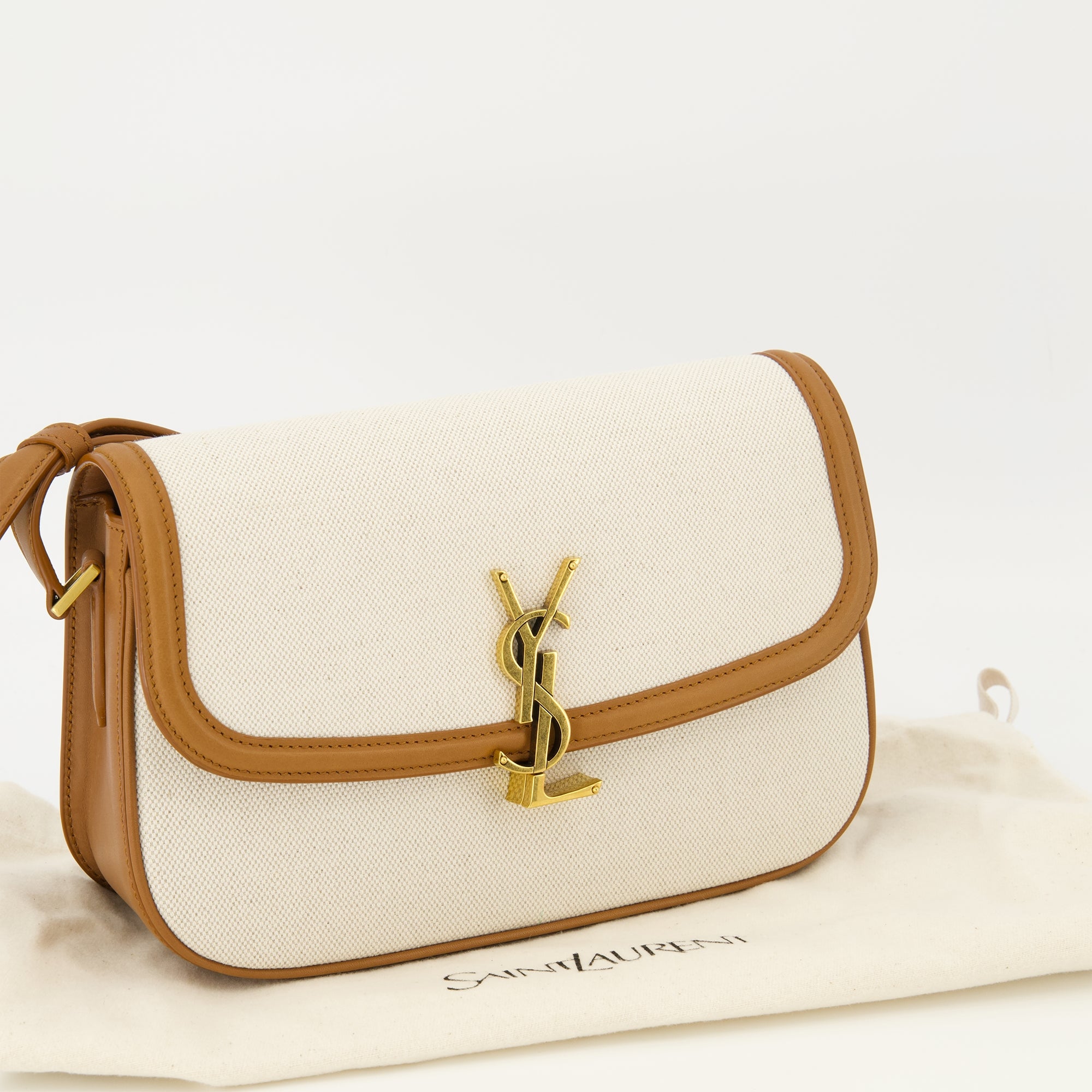 Image de l'article Sac en cuir et coton de la marque Saint Laurent pour Femme - Saison Printemps-Été 2025 - Vue détaillée_2