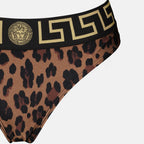 ビーチウェア レオパードビキニボトム Versace 茶色 Femme