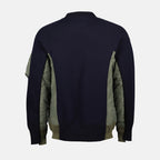 Sweatshirts Pull bi-matière Sacai Bleu foncé Homme