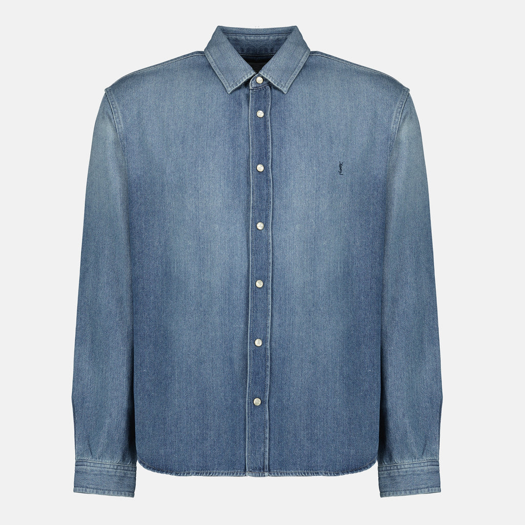 Immagine della Camicia Cassandre in denim di Saint Laurent per Uomo - Collezione Primavera-Estate 2026 - Vista Frontale