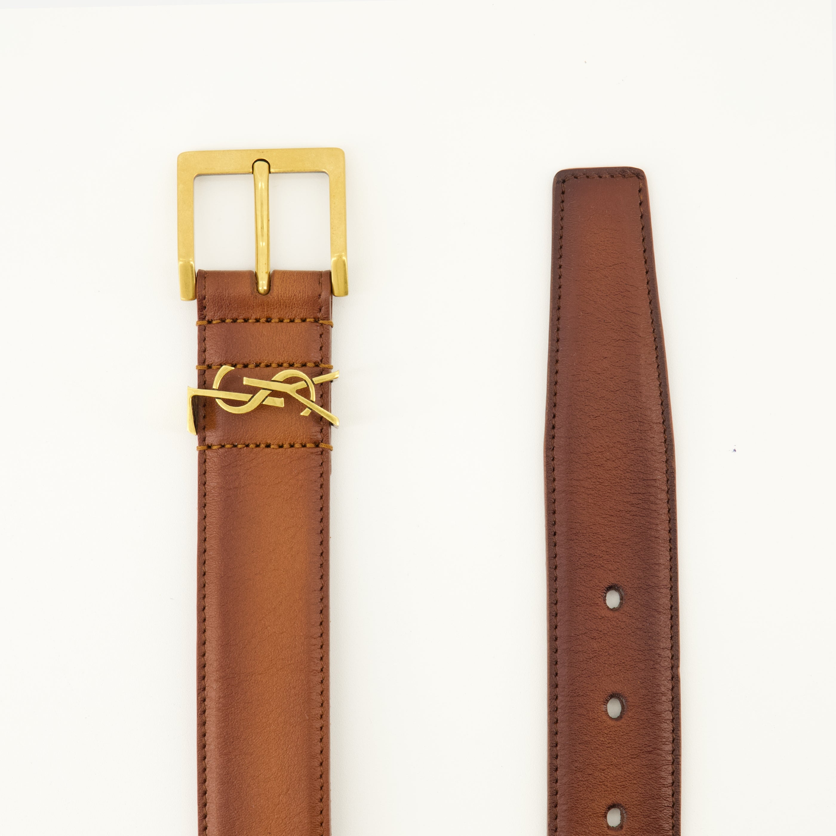 Ceintures Cinturón de Cuero Marrón Cassandre Vadim Saint Laurent Marron Homme