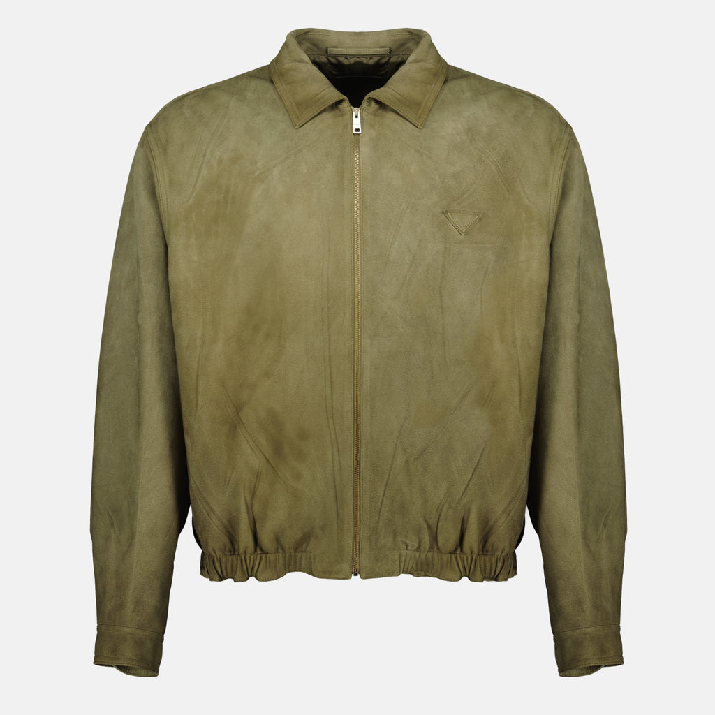 Manteaux カーキ カーフスウェードジャケット Prada Kaki Homme