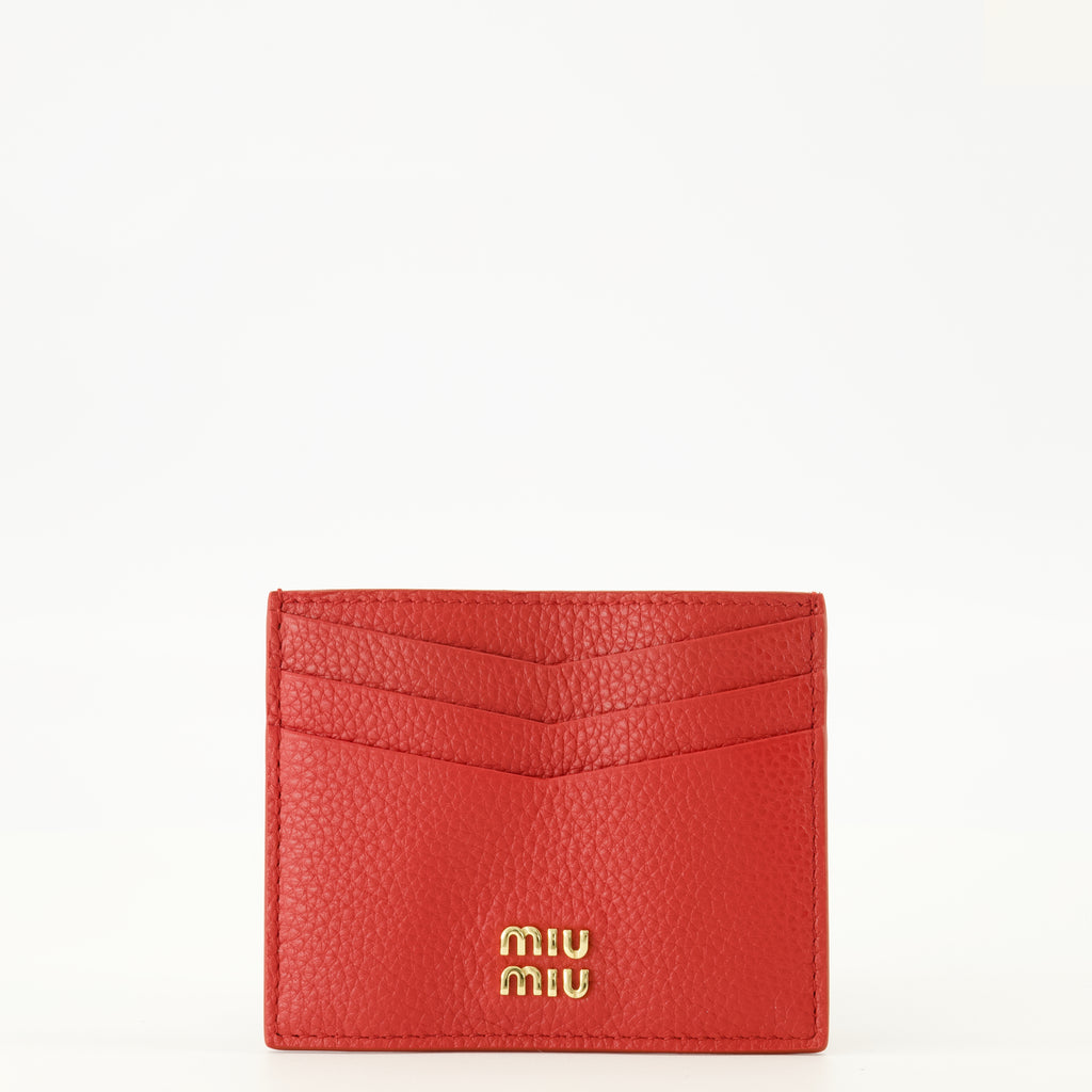 Petite maroquinerie レッド レザー カード ホルダー Miu Miu Rouge Femme