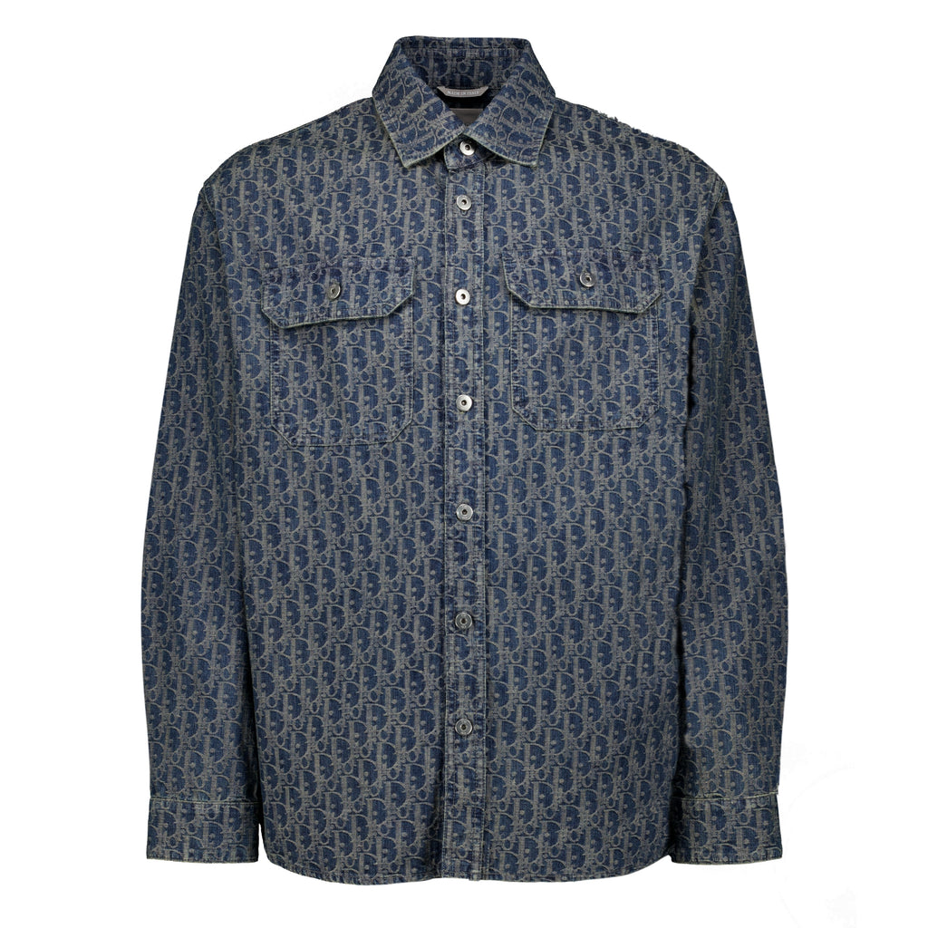 Chemises Camicia Over jacket Dior Oblique in Denim Dior Bleu foncé Homme