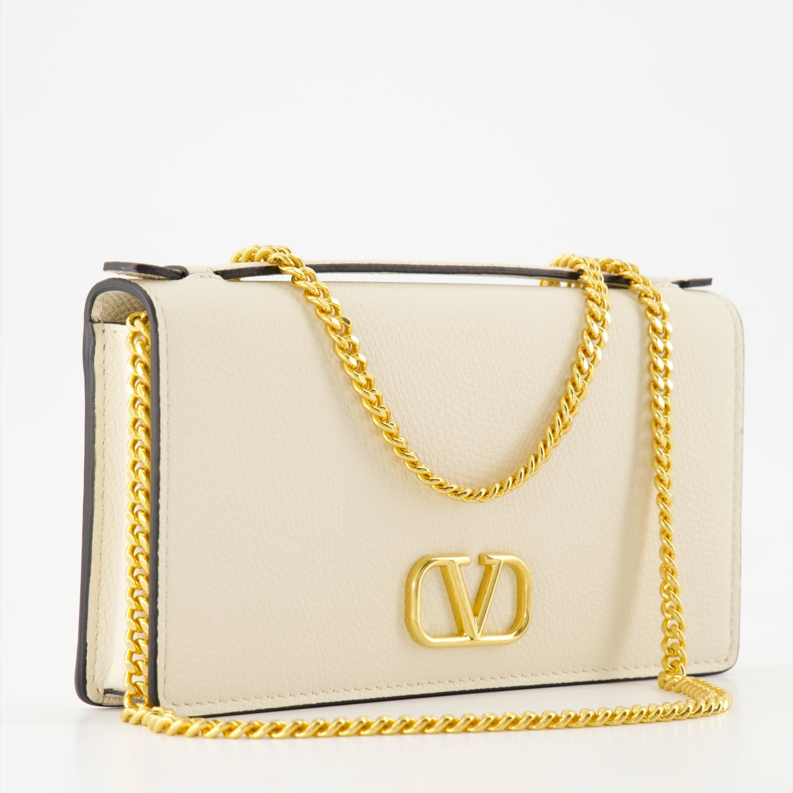 Kleine lederwaren Portefeuille VLogo à chaîne Valentino Garavani Weiß Femme