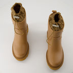 Bottines Kickstream Regenstiefel Moncler Beige Femme