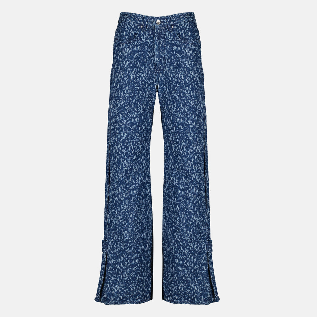 여성을 위한 Rabanne 브랜드의 파란색 면 바지 이미지 - 2026년 봄여름 - 정면 보기