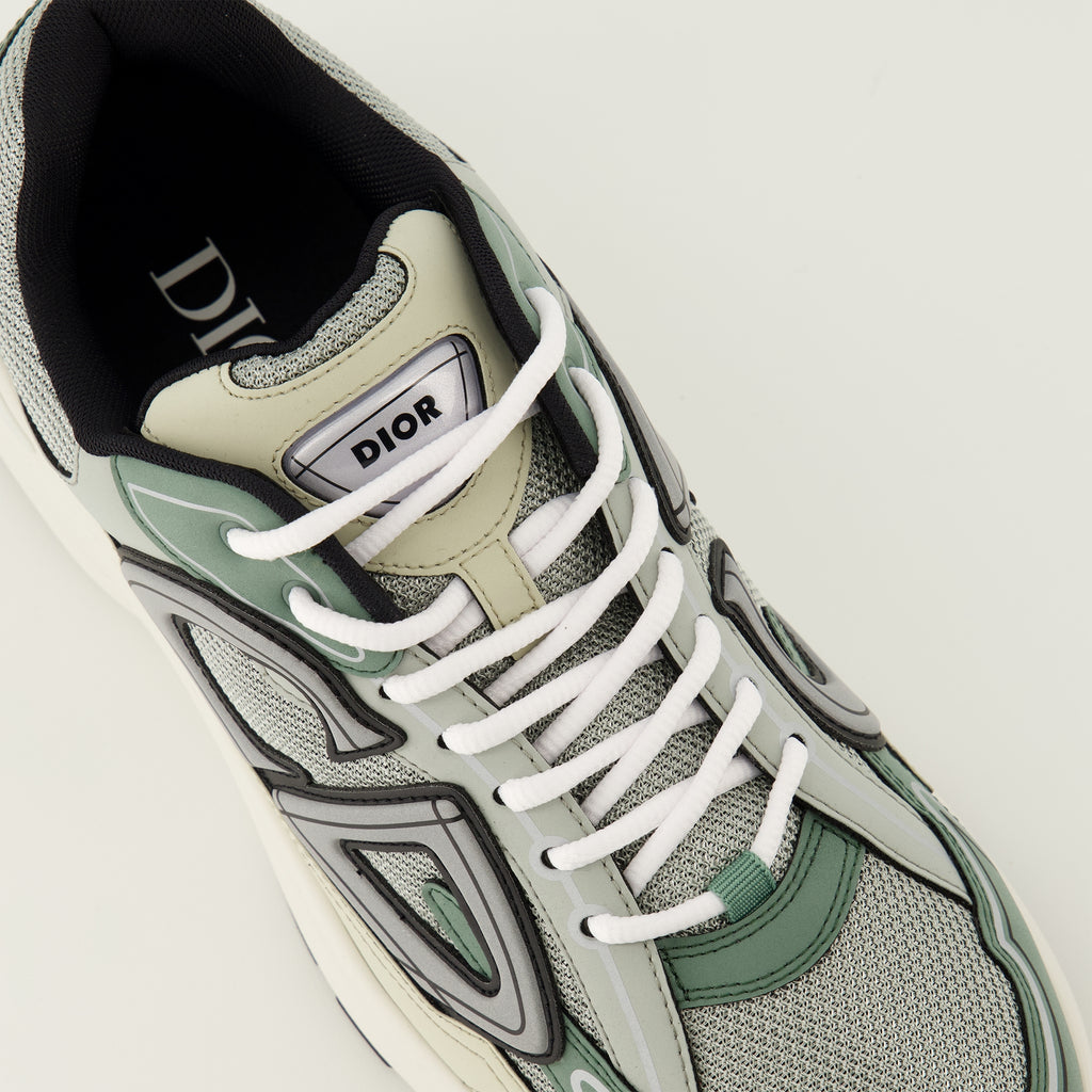 Image of the B30 green sneakers by Dior for Men - Spring-Summer 2026 - Top detailed view