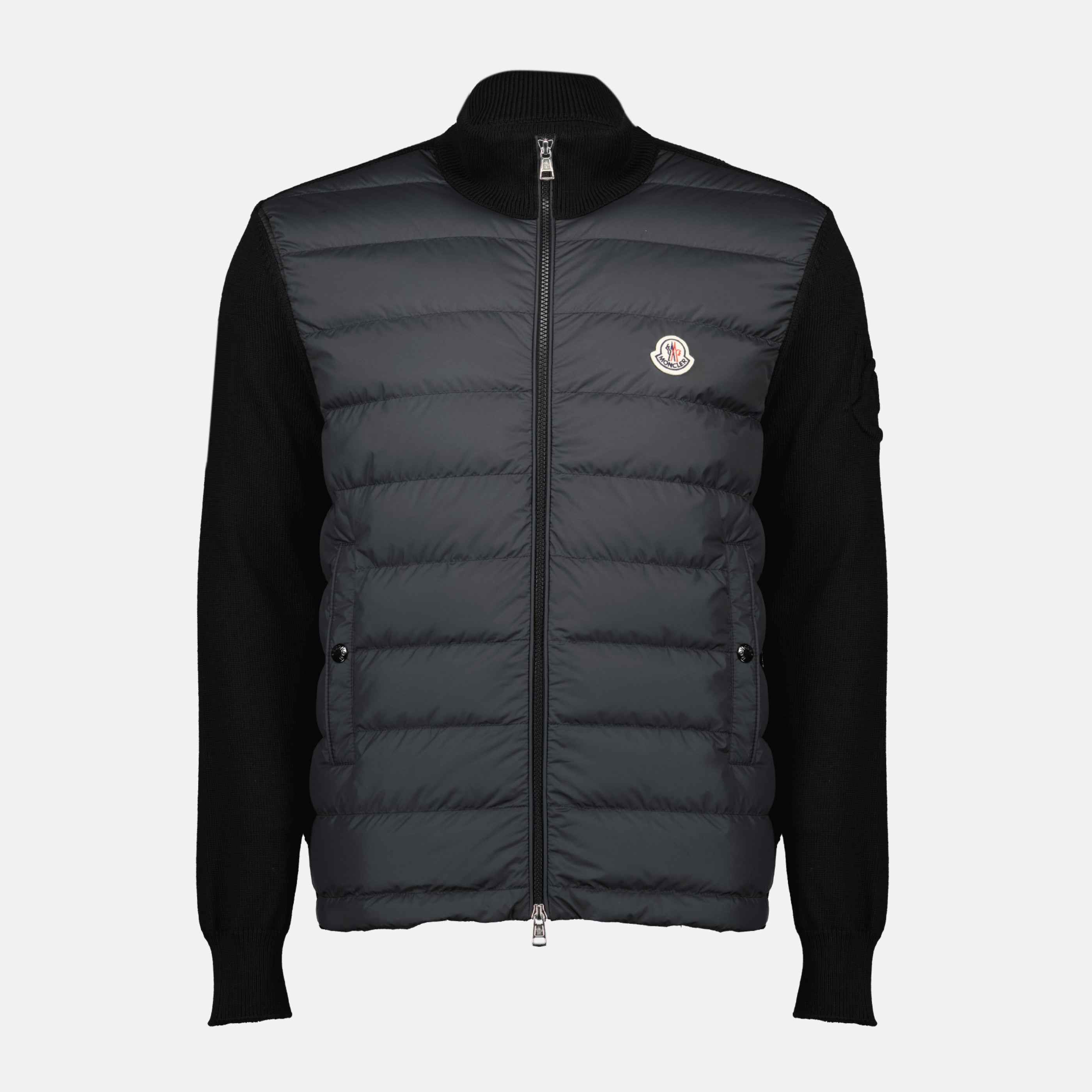 Image de l'article Cardigan zippée en coton noir de la marque Moncler pour Homme - Saison Printemps-Été 2026 - Vue de Face