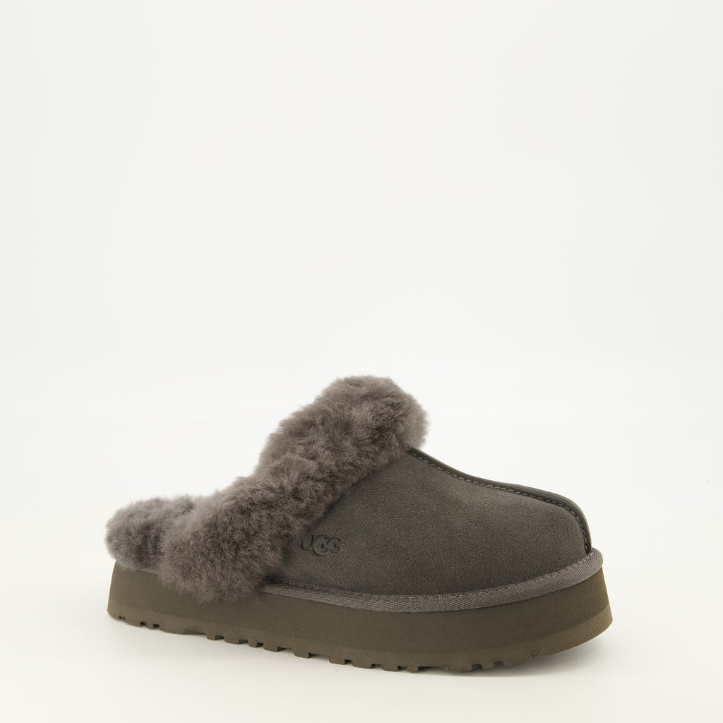 Chaussures ouvertes Grau Disquette Mules Ugg Gris Femme