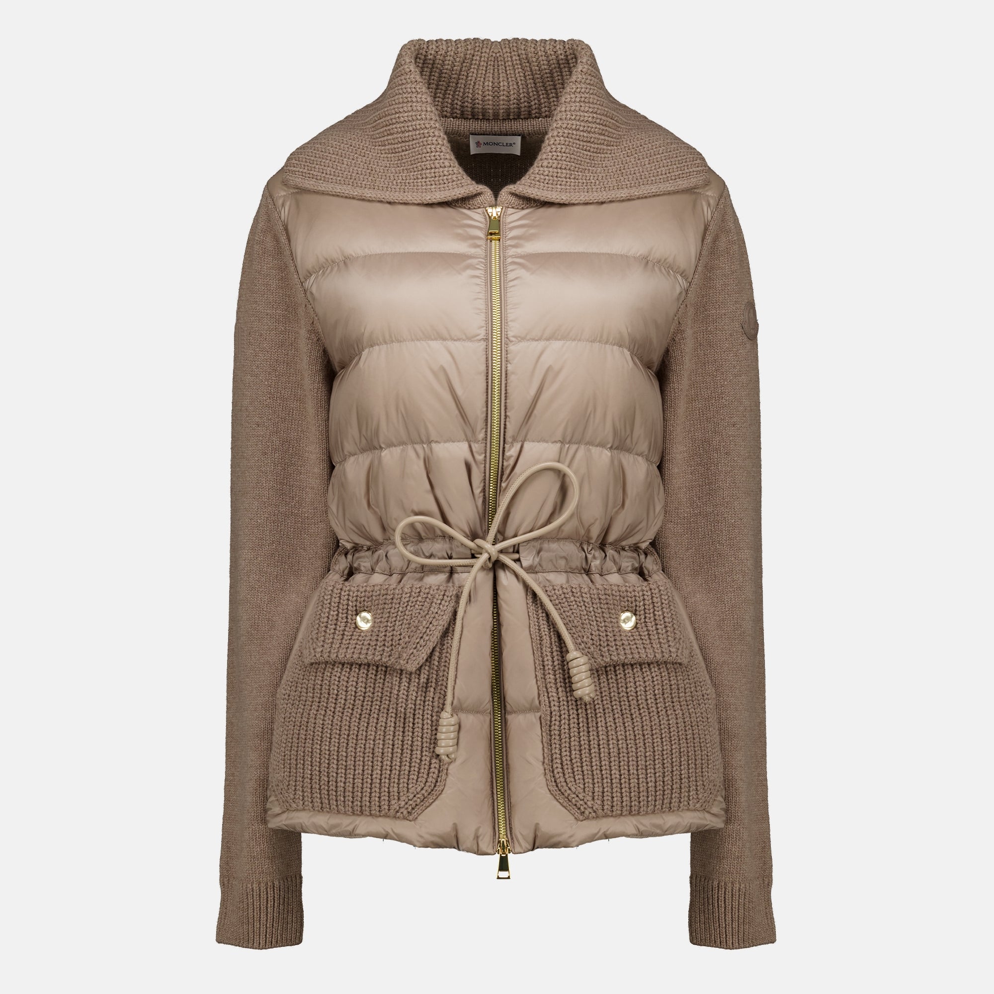 Vestes Cárdigan Beige con Cierre y Cinturón Moncler Beige Femme