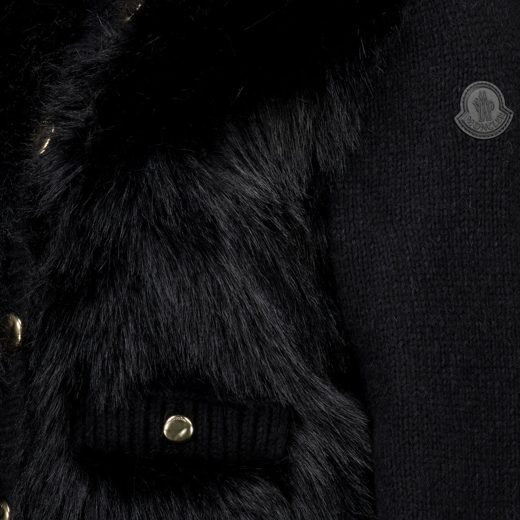 Maille Black Alpaca and Wool Cardigan Moncler Noir Femme