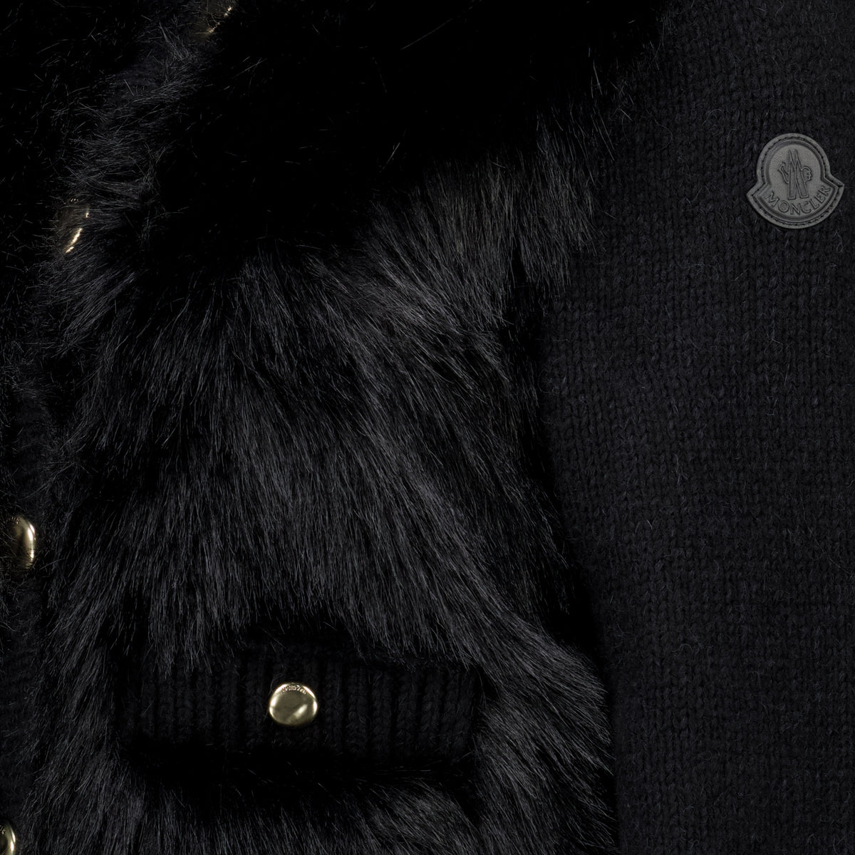 Maille Black Alpaca and Wool Cardigan Moncler Noir Femme