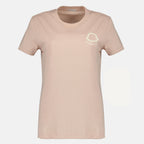T-shirts 핑크 색상의 자수 로고 면 티셔츠 Moncler Rose Femme