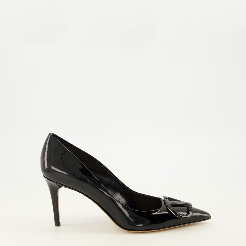 Escarpins VLogo Décolleté Nere in Pelle Verniciata Valentino Garavani Noir Femme