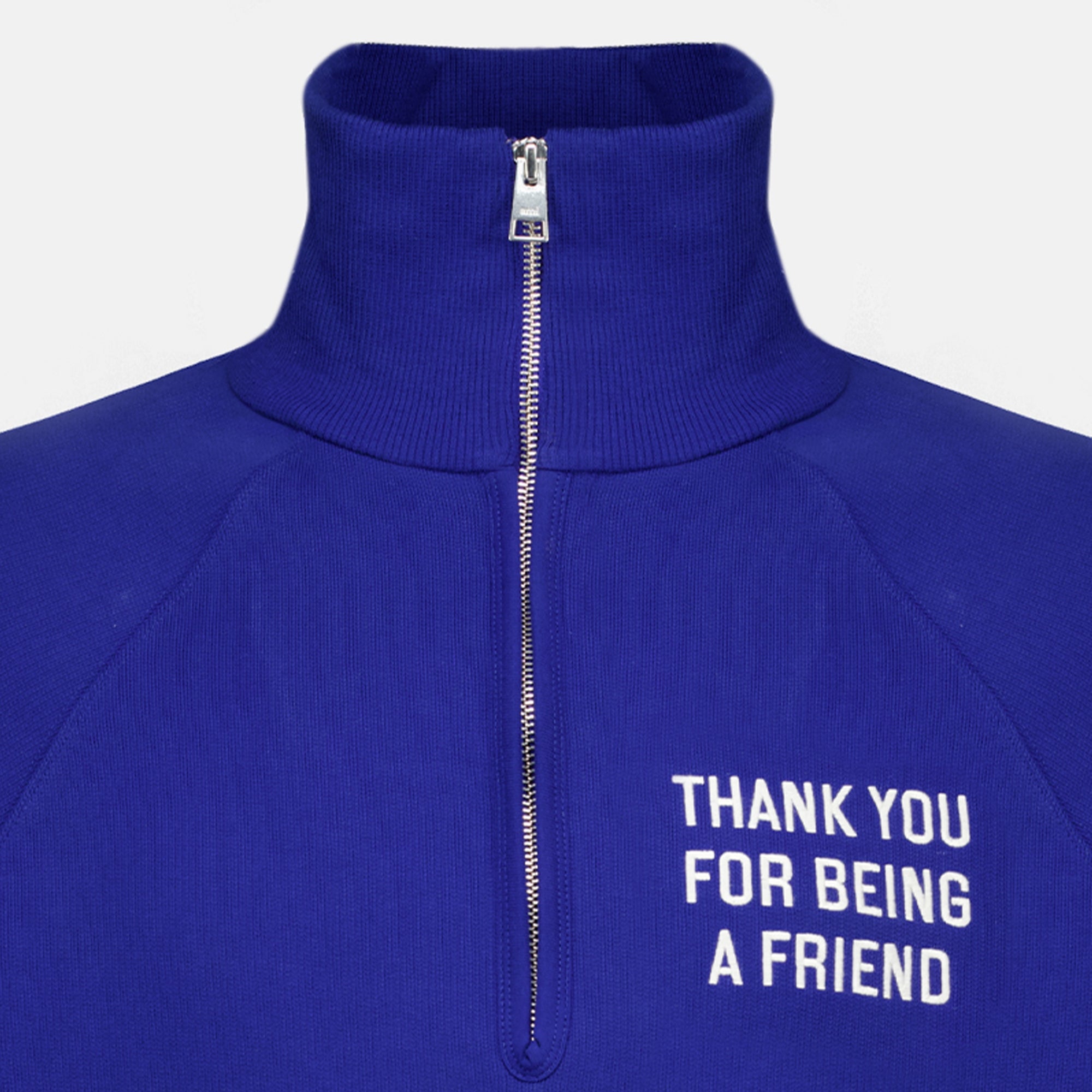 Sweatshirts Felpa Blu in Cotone con Zip Ami PARIS Bleu foncé Unisexe