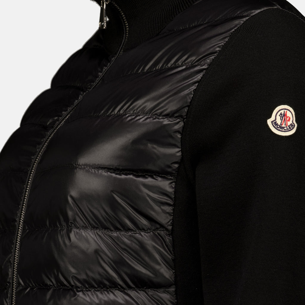 Vestes Cardigan zippé matelassé en laine noir Moncler Noir Femme