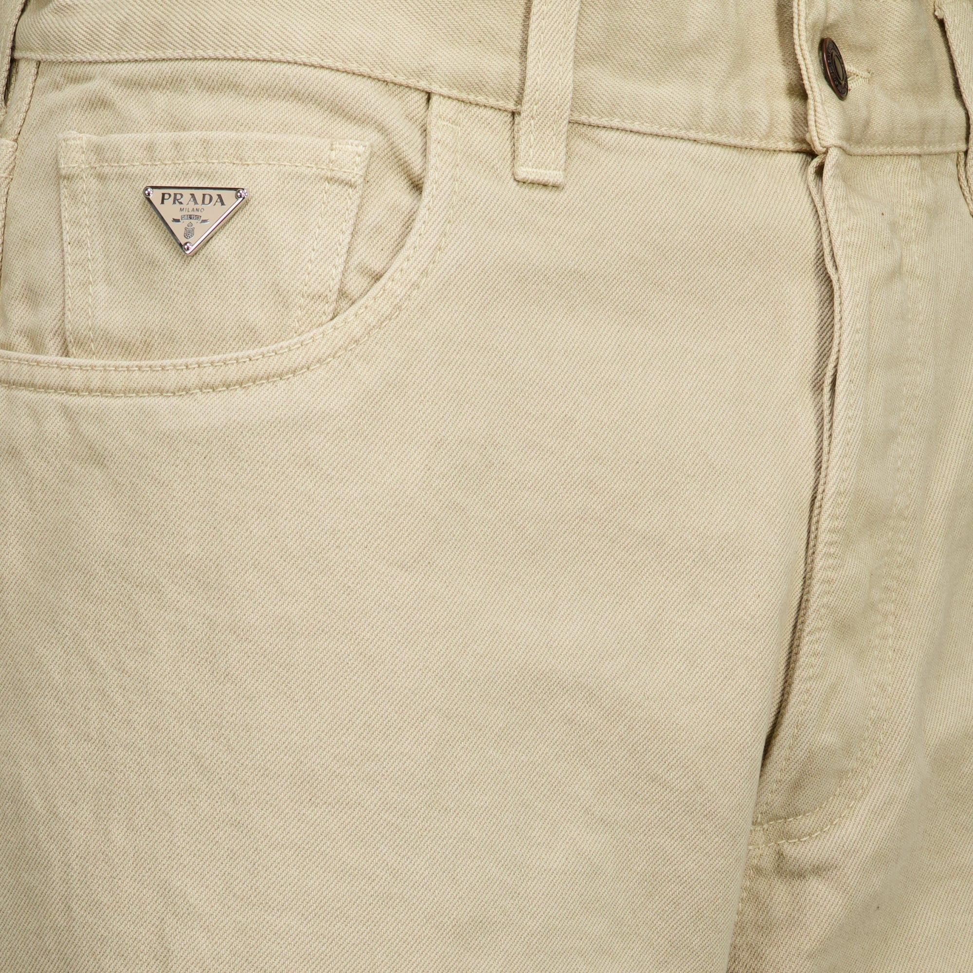 Pantalons Calças de Denim Bege Prada Beige Homme