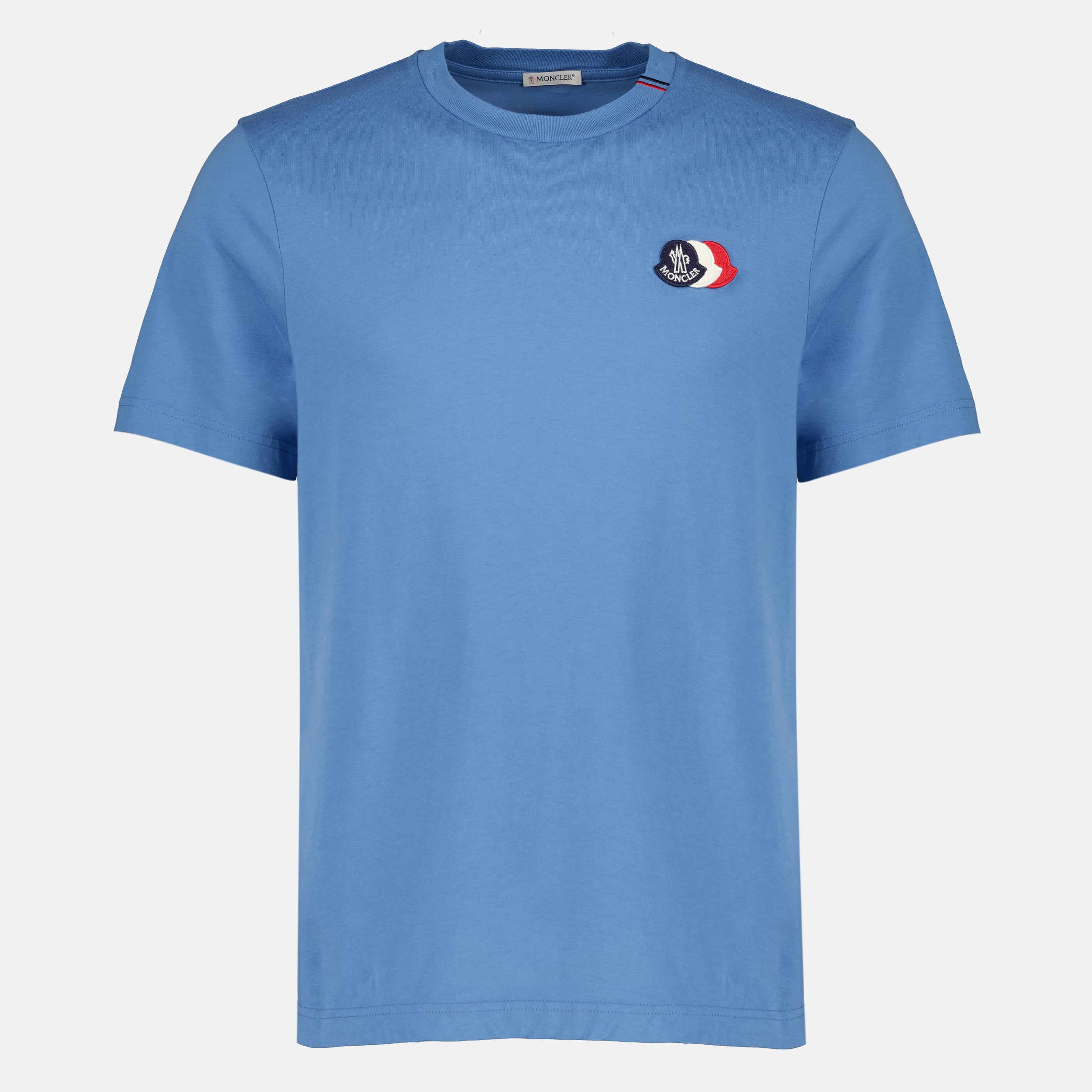 T-shirts T-shirt de Algodão com Logótipo Tricolor Azul Moncler Bleu Homme