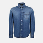 Shirts Denim Shirt Versace Blue Homme