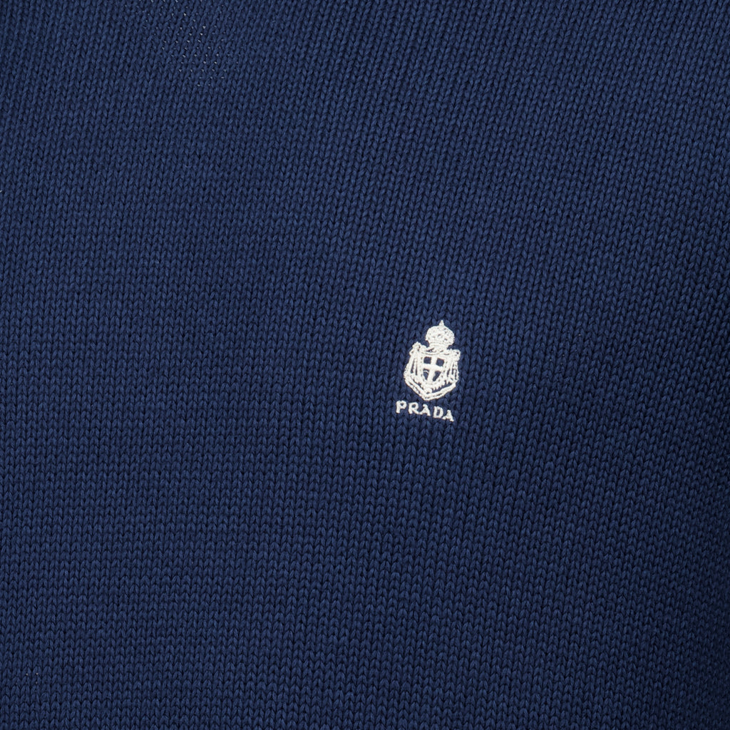 Maille Navy Blue Cotton Sweater Prada Bleu foncé Homme