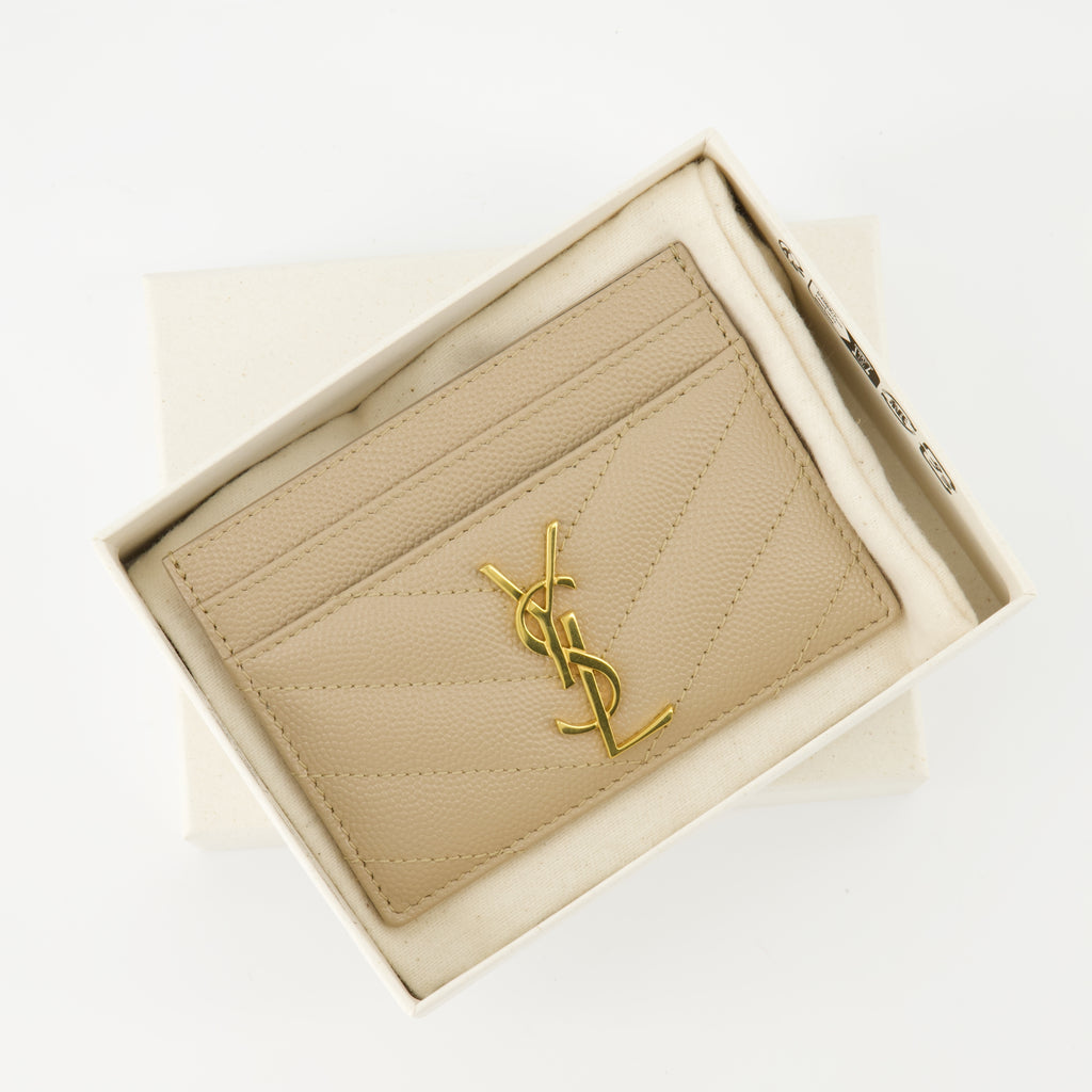 Petite maroquinerie Porte-cartes Cassandre Saint Laurent Beige Femme