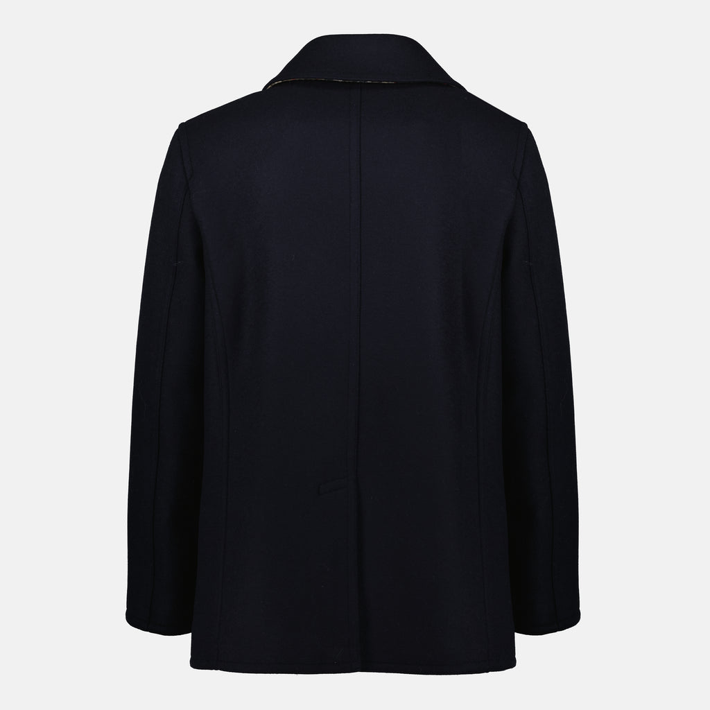 Imagem do caban azul em lã da marca Burberry para Homem - Temporada Outono-Inverno 2025 - Vista Traseira