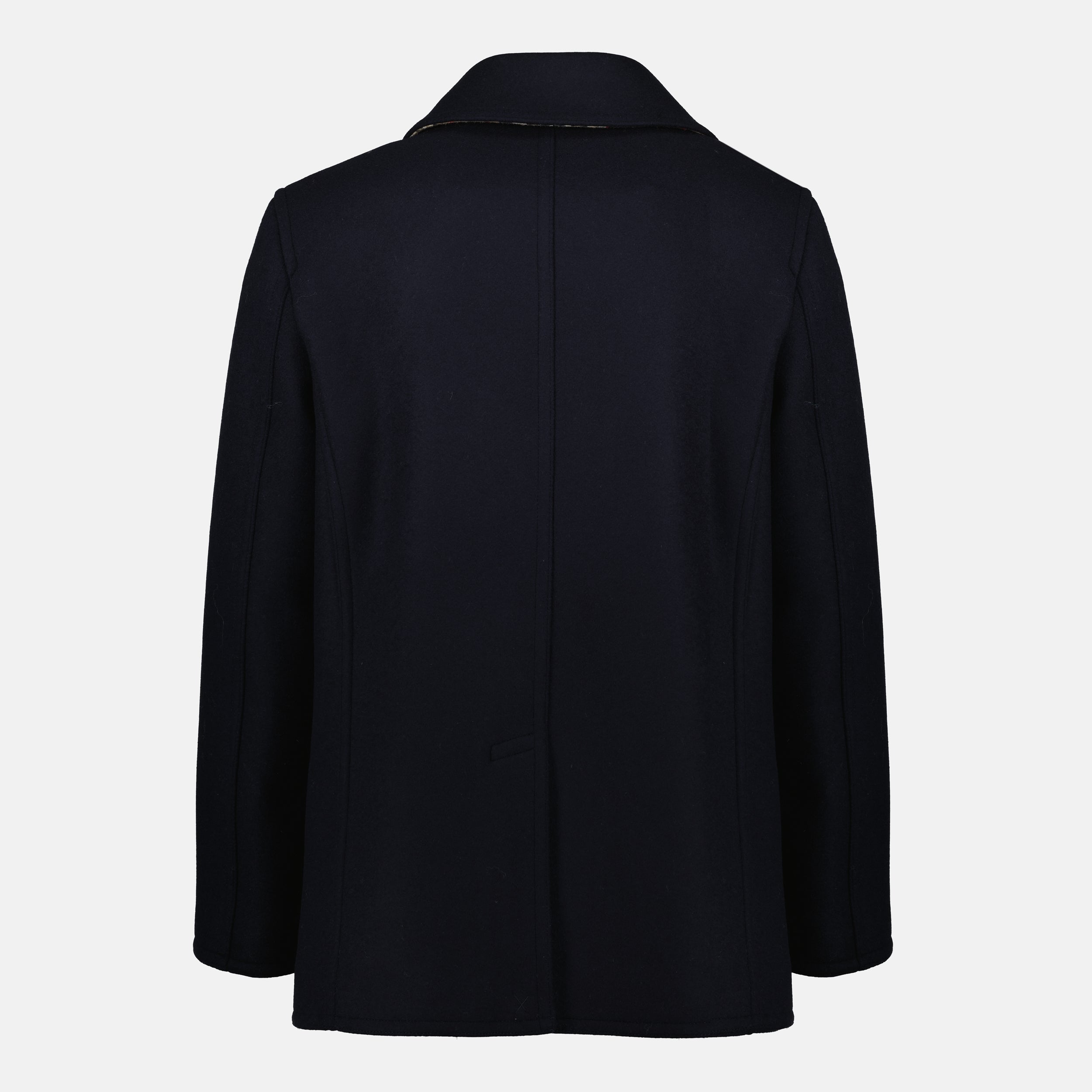 Bild des blauen Woll-Mantel für Herren der Marke Burberry - Herbst-Winter 2025 Saison - Rückansicht