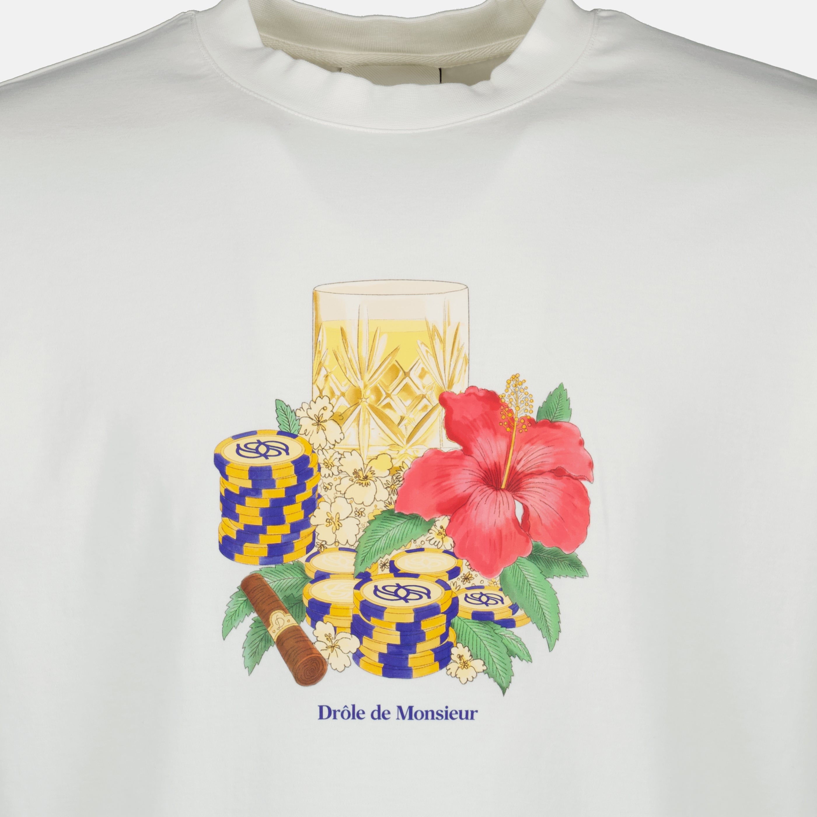 T-shirts White Hibiscus Club T-Shirt Drole De Monsieur Blanc Homme