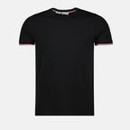 Camisetas Camiseta Negra con Lisado Tricolor Moncler Negro Homme