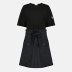 Robes Robe mini ceinturée en coton noir Moncler Noir Femme