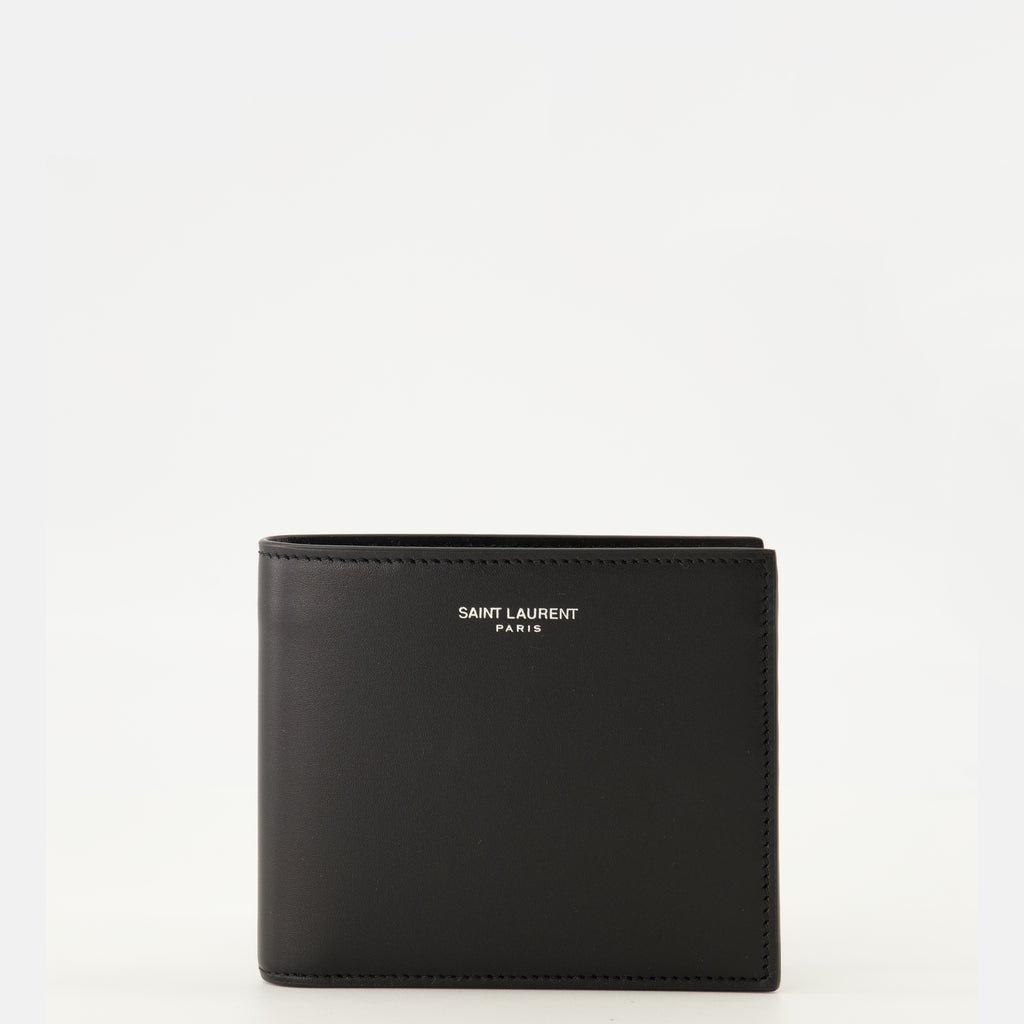 생 로랑 파리 남성용 검은 가죽 지갑의 이미지 - 2026년 봄-여름 - 정면 보기