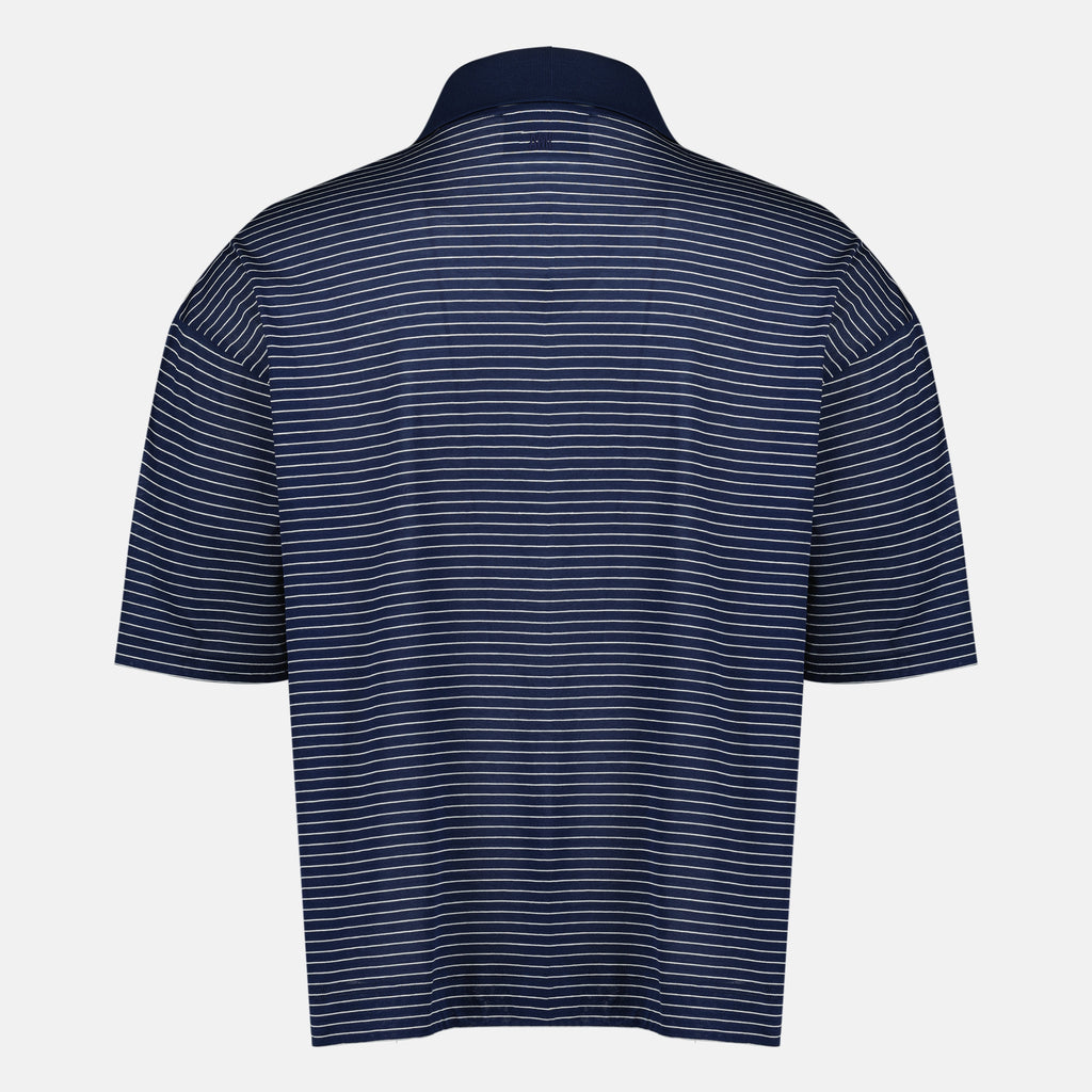 Imagen del polo de algodón azul marino a rayas de la marca Ami PARIS para Unisex - Temporada Primavera-Verano 2026 - Vista Trasera