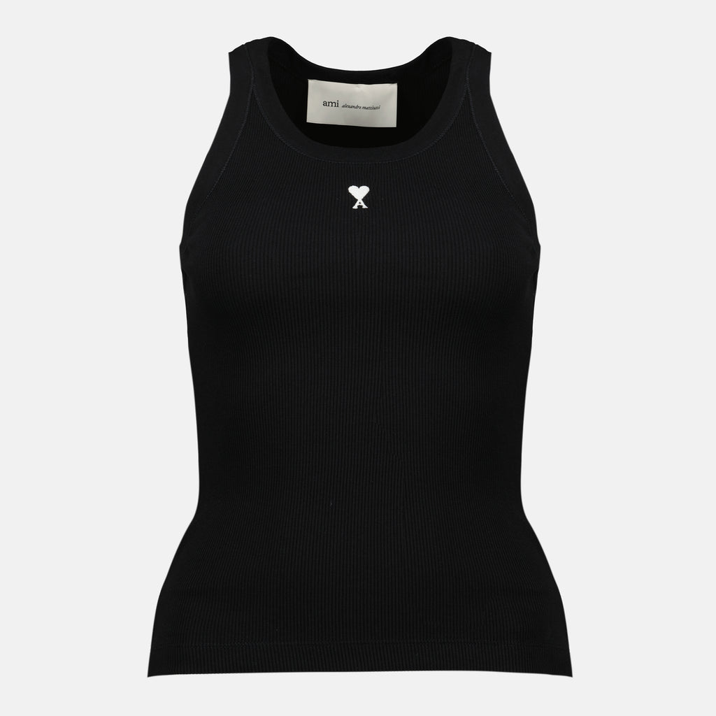 Image de l'article Débardeur Ami de coeur noir de la marque Ami PARIS pour Femme - Saison Printemps-Été 2026 - Vue de Face