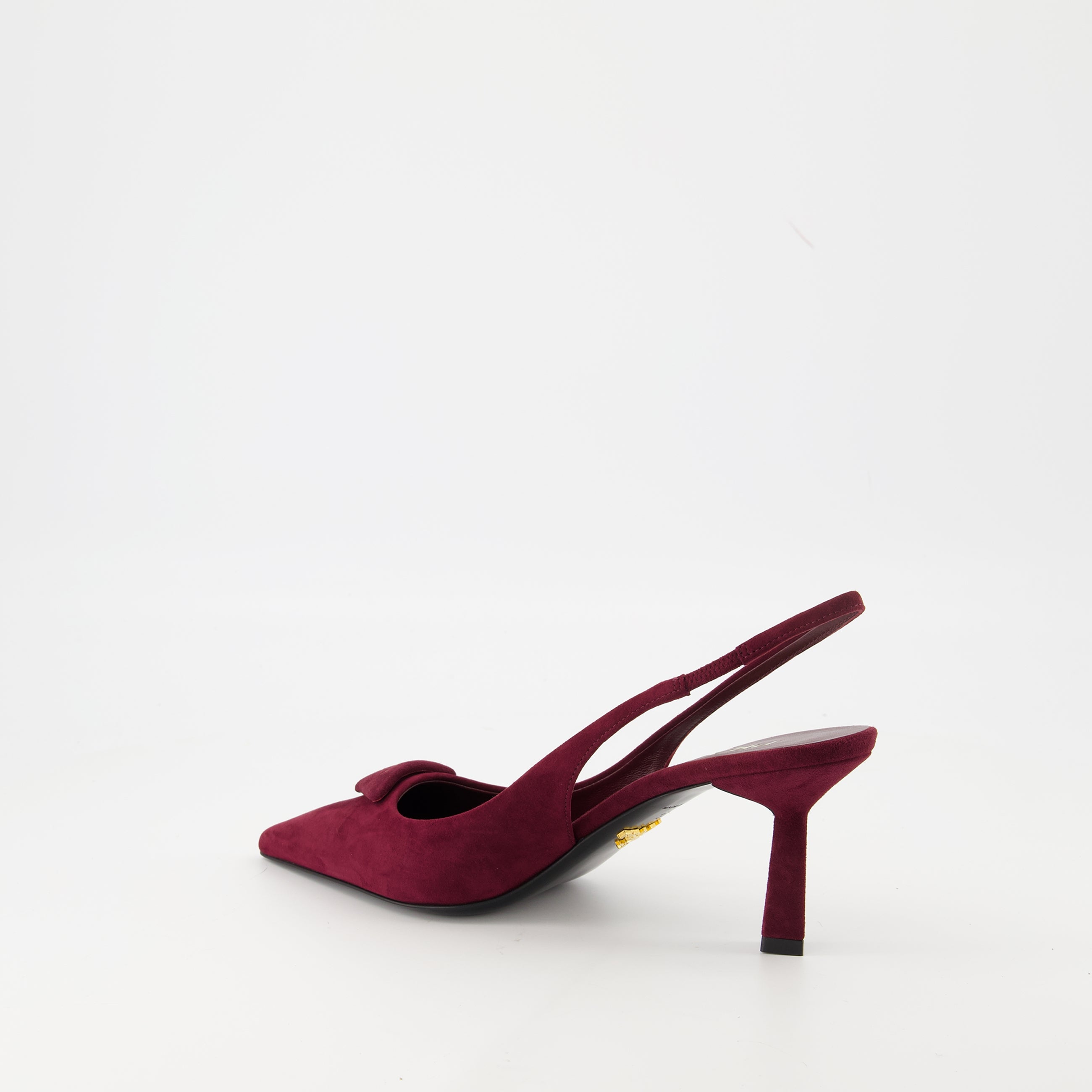 Image of the Prada Women's suede calfskin pumps - Fall-Winter 2025 - Three-quarter back right view