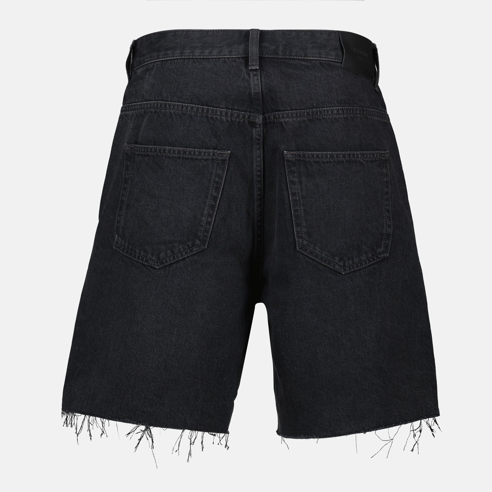 Pantaloni Bermuda in Denim Saint Laurent Nero Donne