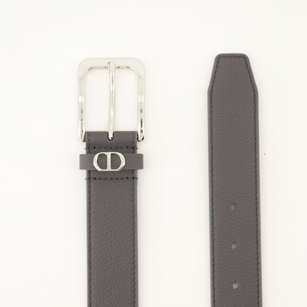 Ceintures CD 아이콘 그레인 레더 벨트 그레이 Dior Gris Homme