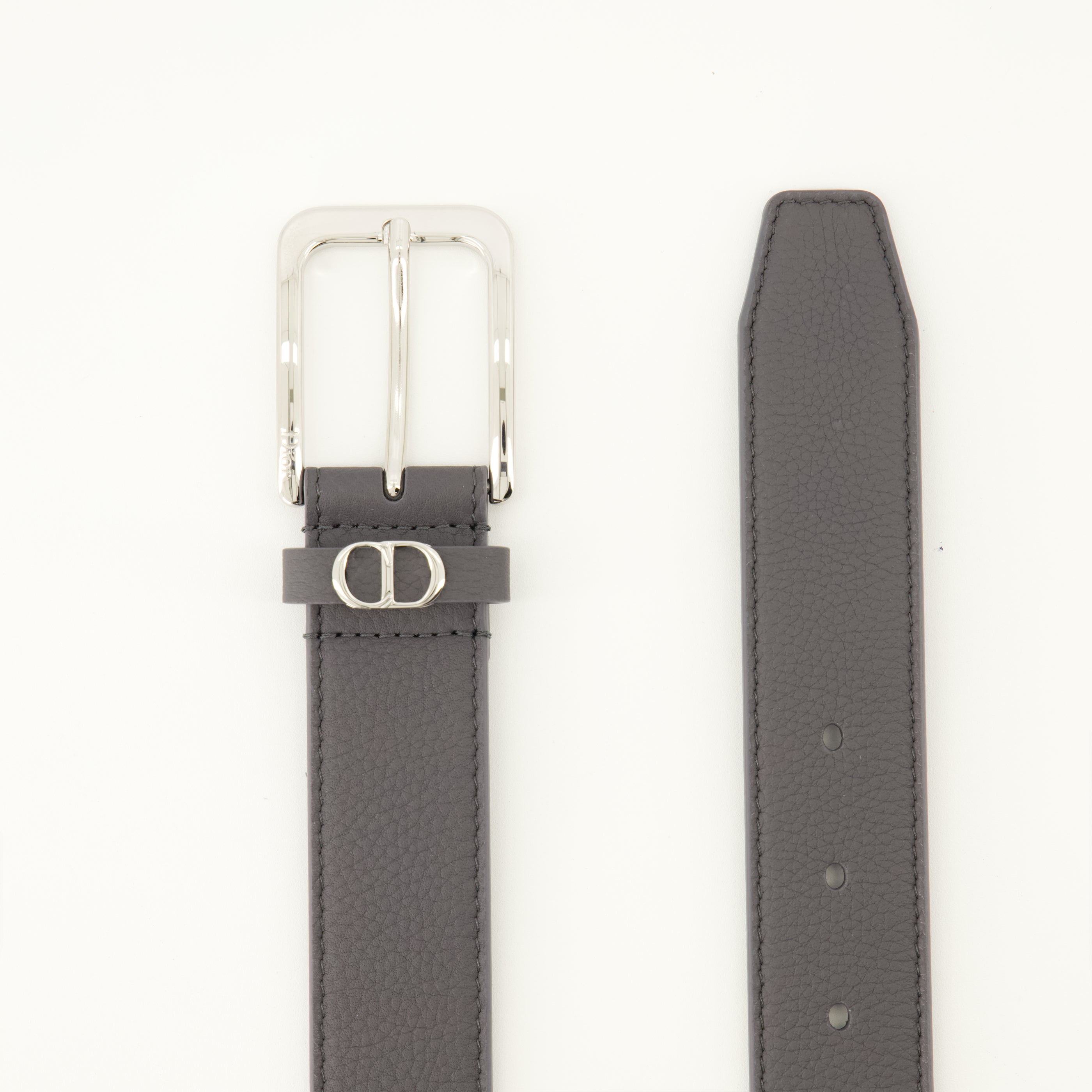 Ceintures CD 아이콘 그레인 레더 벨트 그레이 Dior Gris Homme