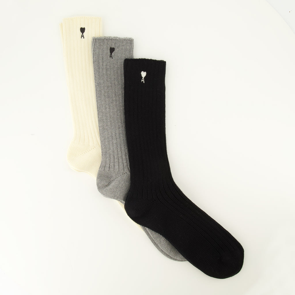 Sous-vêtements et homewear Set of 3 AMI Heart Cotton Socks Ami PARIS Noir Unisexe