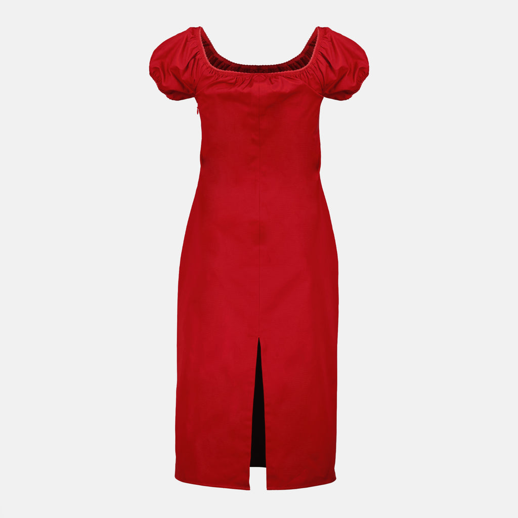 Red Cotton Gabardine Dress Miu Miu