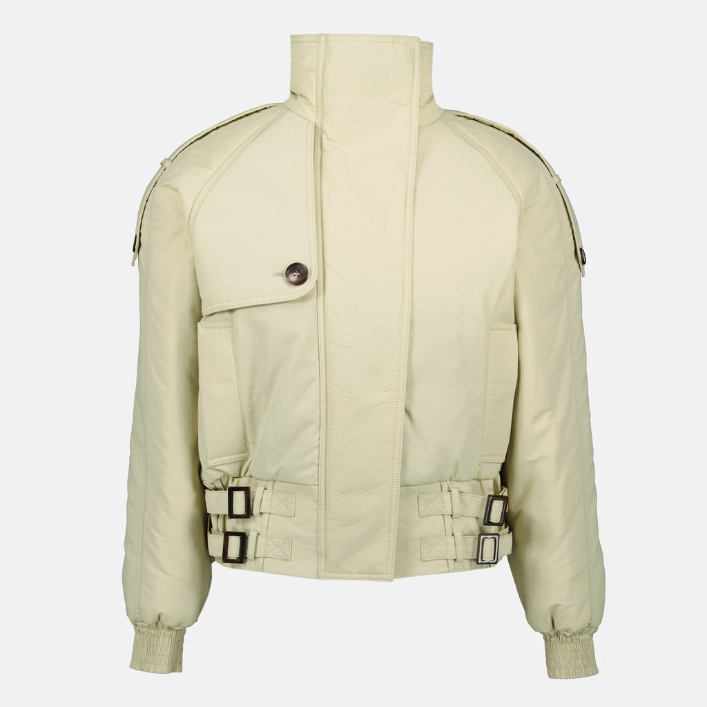 Image of the Marine Serre gabardine bomber jacket for Unisex - Autumn-Winter 2025 - Front View